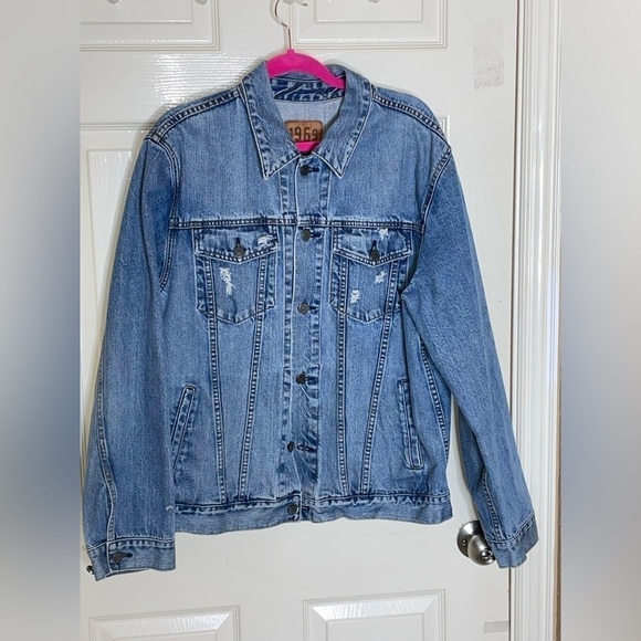 Unisex Gap Denim Gap Customized , Medium Wash Denim Icon Jean Jacket, Sz Large   - Picture 13 of 16